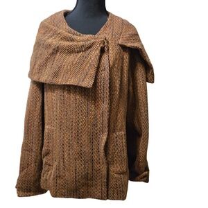 Newport News Vintage 90s Tweed Chevron Blazer Jacket Size 16 Autumn Colors